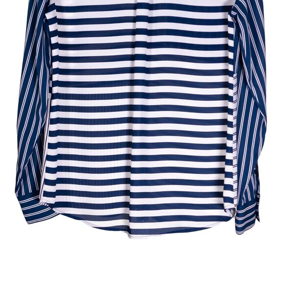 Express Women's Shirt Portofino Button Up Blue White Striped Blouse Top Size XS - Picture 8 of 9
